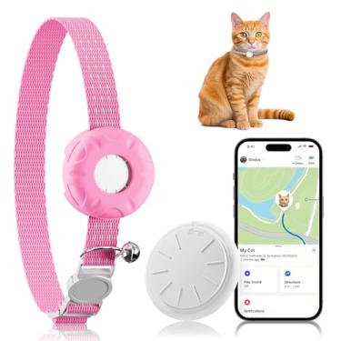 Imagem de Rastreador de gatos, sem taxa mensal, rastreador de animais de estimação à prova d'água para gatos, funciona com qualquer coleira, compatível com Apple Find My App (apenas iOS), rosa