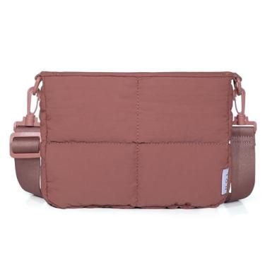 Imagem de NOL Natural Organic Lifestyle Bolsa tiracolo acolchoada pequena e leve moderna para mulheres, à prova d'água com alça removível para compras, viagens e trabalho, rosa escuro