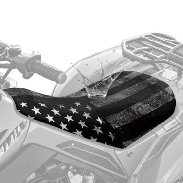 Imagem de Brosoneto Capa de assento de quadriciclo bandeira americana à prova d'água antiderrapante capas de assento de 4 rodas acessórios universais ATV compatíveis com Polaris Sportsman Polaris Scrambler