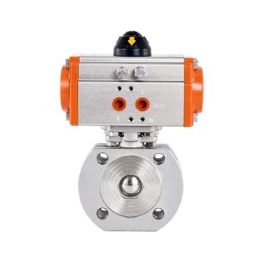 Imagem de Válvula esférica pneumática tipo fino de aço inoxidável tipo wafer válvulas de corte rápido flangeadas de ação dupla