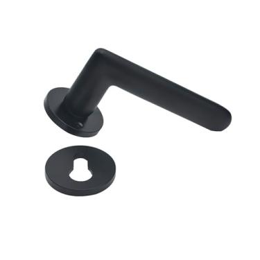 Imagem de Fechadura de porta interior dividida, maçaneta de quarto, apartamento, casa, alça de alta qualidade, óxido de alumínio, fechadura silenciosa (E tipo preto 4558 corpo de bloqueio)