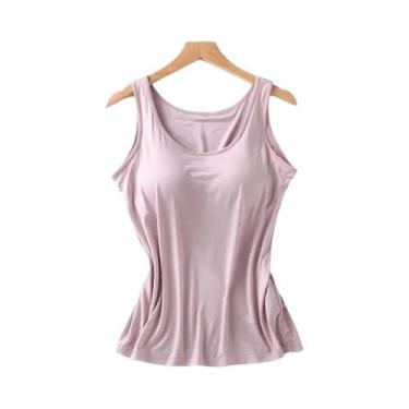 Imagem de Camiseta Regata Feminina Slim Fit Com Sutiã Embutido Casual Sexy 2025 