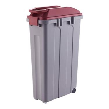 Imagem de Caixote do lixo ao ar livre, lixeira de cozinha com tampa, lixeira retangular de plástico/lixeira, lixeira com 2 polias, lixeira de 5,6 Gal/25L