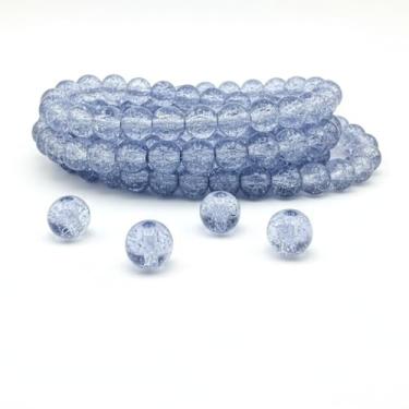 Imagem de DandS ltd Contas de vidro Crackle Lampwork para fabricação de joias, quartzo azul, pulseiras vibrantes, colares, suprimentos de miçangas e kits de artesanato para joias artesanais, 80 peças de 10 mm