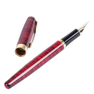 Imagem de GAFNED Caneta-tinteiro preta de metal com ponta F, material escolar e de escritório, artigos de papelaria, canetas elegantes para escrever presente (vermelho)