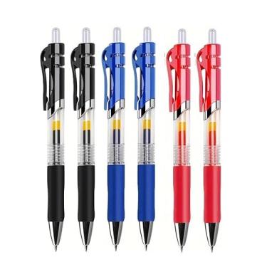 Imagem de VELORE Conjunto de canetas de gel retráteis, 6/13 peças, preta/vermelha/azul para refil de escrita, acessórios de escritório, material escolar (6 canetas mistas)