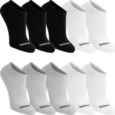 Imagem de Kit 10 Pares Meias Selene Sapatilha Algodão Masculino Feminina Cano Cu