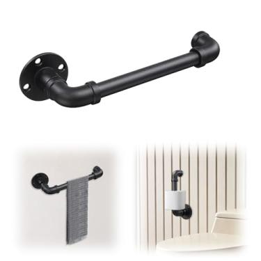 Imagem de CALCHELE Suportes de papel higiênico, suporte de papel higiênico de 21 cm de comprimento, suporte de parede, suporte de rolo de papel higiênico para banheiro, cozinha, banheiro - preto fosco