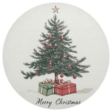 Imagem de xigua Jogo americano redondo para árvore de Natal, conjunto de 1, tapete de mesa redondo antiderrapante resistente ao calor, tapetes de mesa de 48 cm para decoração de cozinha, jantar e festa