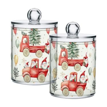 Imagem de xigua Pacote com 4 lindos suportes de Natal para bolas de algodão, cotonete – Frasco de plástico de boticário de armazenamento versátil transparente de 4 ml para banheiro e organização de