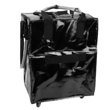 Imagem de Asixxsix Sacola de Compras Reutilizável sobre Rodas, Fecho de Zíper Dobrável, Sacola de Compras, Carrinho Portátil de Grande Capacidade Com Vários Bolsos e Alça para Lavanderia (Preta)