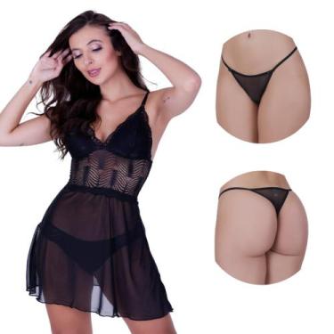 Imagem de Camisola sem Bojo com Calcinha Tule Transparente - c4 CAMISOLA JOANA -