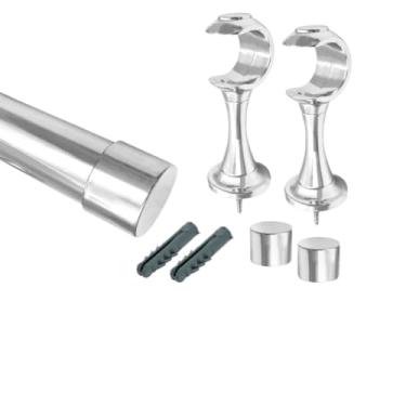 Imagem de VARÃO DE CORTINA CROMADO EM AÇO 1 Metro 2 Metros 3 Metros Medidas varão para cortina 2 metros，varao para cortina 3 metros(1,20 Metros,19mm (FIno))