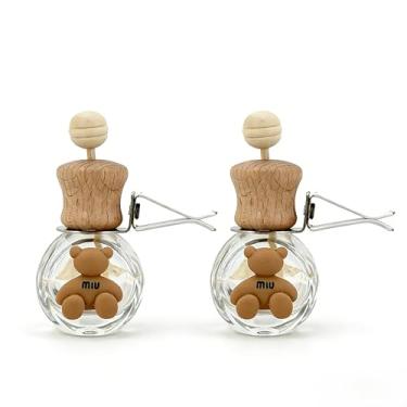 Imagem de Pacote com 2 garrafas de vidro recarregáveis com clipe de ventilação – Difusor de óleo essencial de purificadores de carro, acessórios universais de carro para a maioria dos veículos-Bear-A5