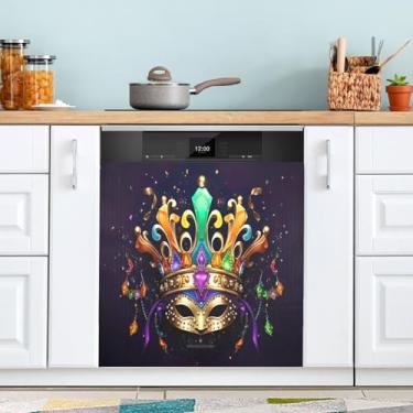Imagem de ATTX Capa magnética para lava-louças Mardi Gras | Adesivo decorativo de eletrodomésticos de 58 x 66 cm para armários domésticos e eletrodomésticos (60)