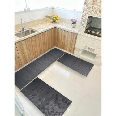 Imagem de Kit 3 peças Jogo Cozinha Passadeira Emborrachada Não Derrapa - De Cora