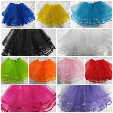 Imagem de 10x Saia De Tule Tutu Adulto Lisa / Borda Cetim 40cm Para Ballet Festa