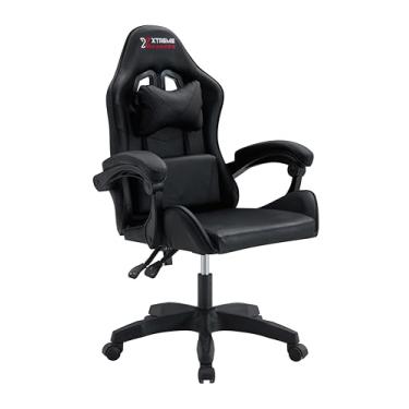 Imagem de Cadeira Gamers Xtreme Maximum Ergonômica, Confortável, Design Moderno, Estilo para Jogadores Exigentes, Ajuste de Altura, Reclinável, Apoio de Cabeça, Braços, Pés, Com Rodinhas na Cor Preta.