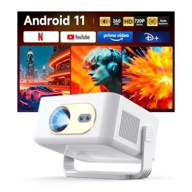 Imagem de Magcubic Mini projetor com Wi-Fi e Bluetooth, projetor portátil inteligente, suporte 260 ANSI e 2K, foco automático e pedra angular, proyector de filmes portátil rotativo de 180° para casa ao ar livre