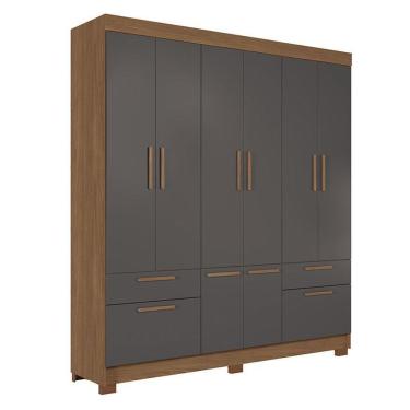 Imagem de Guarda Roupa Casal 8 Portas Curitiba Jatobá Grafite - Santos Andirá
