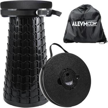 Imagem de ALEVMOOM Banco dobrável 2026 2026 com almofada e bolsa, banco telescópico resistente de 59 cm, carga máxima de 453 kg, cadeira dobrável portátil retrátil para acampamento e viagens
