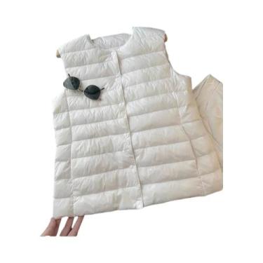 Imagem de Colete Feminino Leve De Pluma Sem Mangas Quente Para Outono Inverno - 