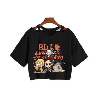 Imagem de Camiseta Feminina Demon Slayer Nezuko Kimetsu No Yaiba Crop Top Tanjir