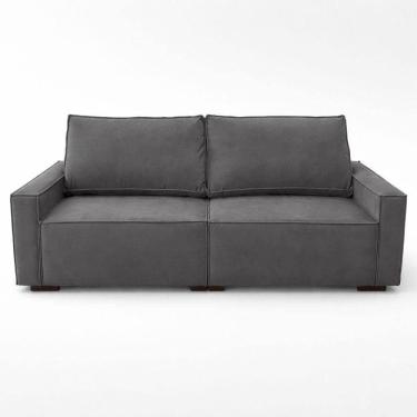 Imagem de Sofá 2 Metros Contemporâneo Sala Estar Luxo Moderno Suede Cor:cinza Escuro