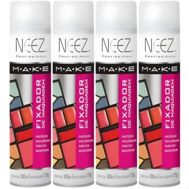 Imagem de Kit 4X Fixador De Maquiagem Profissional Neez Spray Alta Duração Proteção Hidratante 300ml