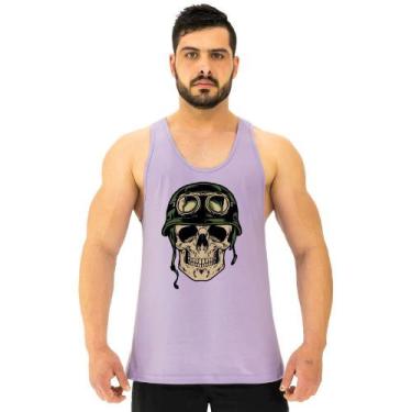 Imagem de Regata Menos Cavada Masculina MXD Conceito Caveira Militar, EGG, Lilás