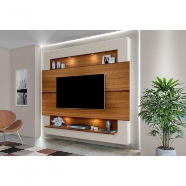 Imagem de Painel Para Tv 75" Com Nicho E Prateleira Carvalho Off White