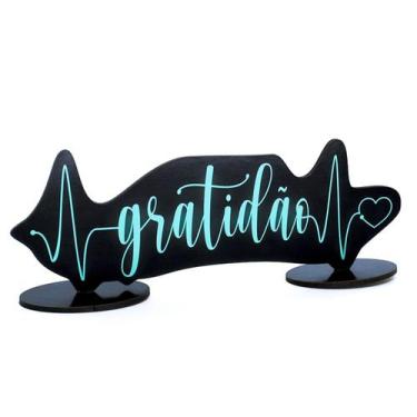 Imagem de Recorte Gratidão Palavra com Base Motivacional 35X18cm Mesa - Decorase