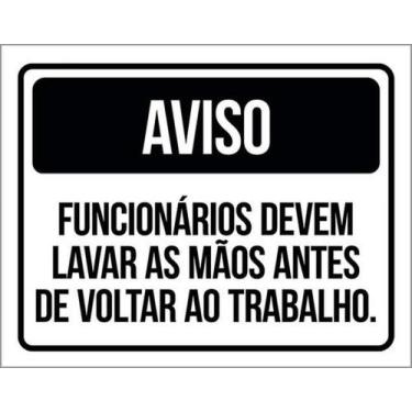 Imagem de Kit 5 Placas Sinalização - Aviso Funcionários Lavar Mãos - Sinalizo