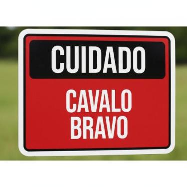 Imagem de Placa Acm Cuidado Cavalo Bravo 18X23 - Sinalizo