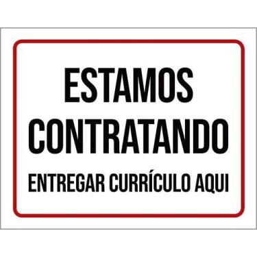 Imagem de Kit 5 Placa Acm Estamos Contratando Currículo 18X23 - Sinalizo