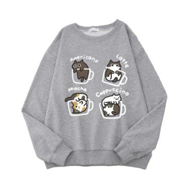 Imagem de Hoodie Estilo Americano Com Estampa De Gato Para Homens E Mulheres, Su