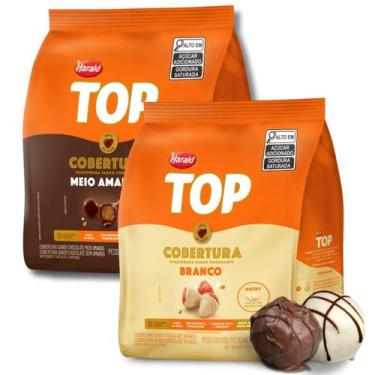Imagem de Kit chocolate gotas top branco e amargo 400g cada harald