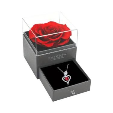 Imagem de Colar Com Pingente De Coração Em Caixa De Rosas, Presente De Joias Par