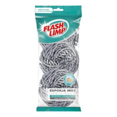 Imagem de Esponja inox limpeza pesada flash limp 3 peças flash limp - Flashlimp