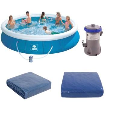 Imagem de Piscina Inflável 11000 Litros com Kit Completo Grande para Quintal e L