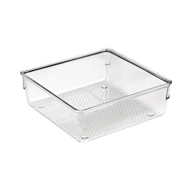 Imagem de Caixa Organizadora de Gaveta Plasvale de Plástico Transparente Multiuso Quadrada 1L