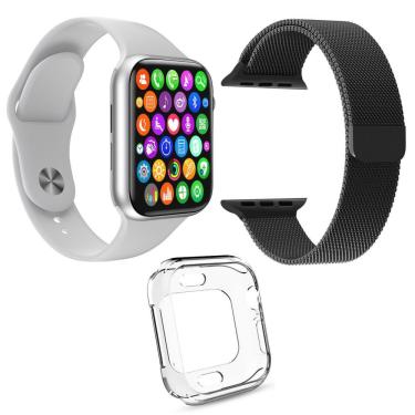 Imagem de Kit 1 Relógio Smartwatch Iwo 8 Lite Plus + 1 Pulseira Aço Mi