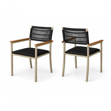 Imagem de Kit 2 Cadeiras Externa Náutica Com Braço Trama Bg Pto Solare