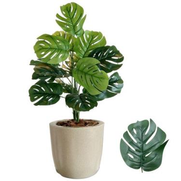 Imagem de Planta Artificial Costela de Adão + Vaso Polietileno Cores - Plandec
