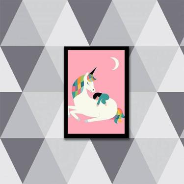 Imagem de Quadro Unicórnio Lua 45x34cm - com vidro