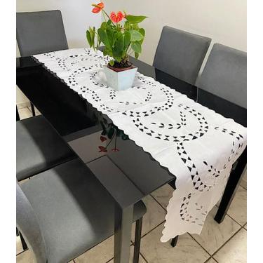 Imagem de Caminho Trilho Bordado Lindíssimo Caseado 1,95x0,47 Branco - Nordesul