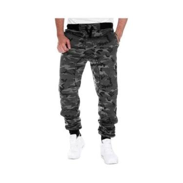 Imagem de Calças Cargo Casuais Camufladas Masculinas Com Cintura Média E Punho N