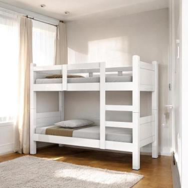 Imagem de Beliche Com Proteção Solteiro Porto Branca Com 02 Colchões - VITAMOV