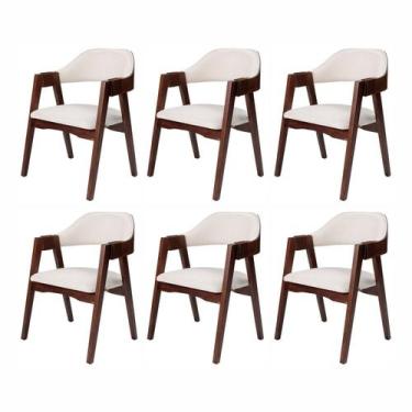 Imagem de Kit 6 Cadeiras de Madeira Maciça Tauari, Estofada e Braço com Corda Ná