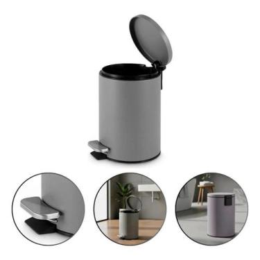 Imagem de Lixeira Pedal Powermaid 5 Litros Inox Matte Balde Removível Higiênica 